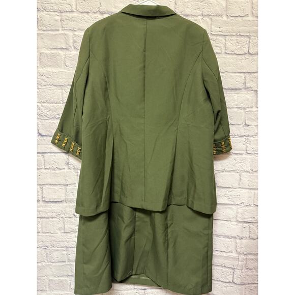 Roaman's 2 PC Olive Green Gold Beading Tank Midi Dress and Jacket NWOT SZ 22W - Picture 4 of 6